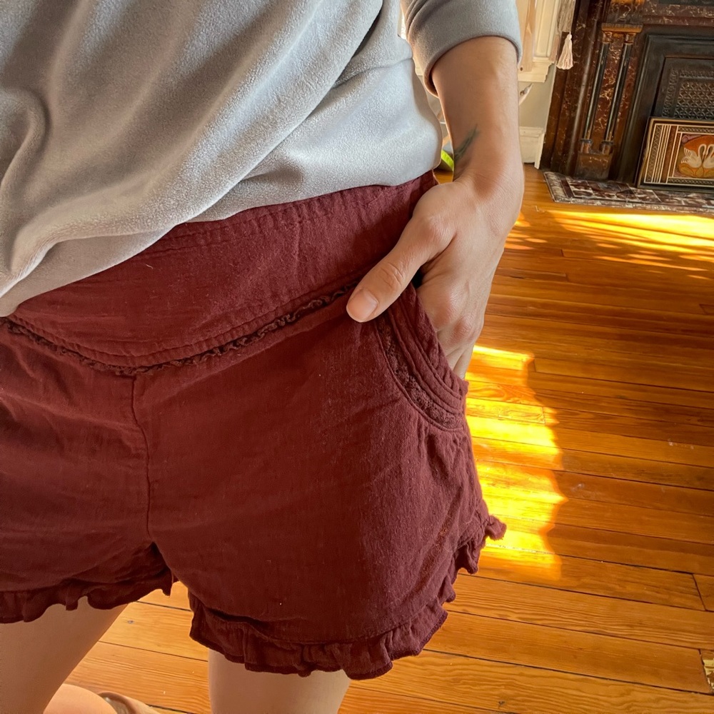 Alter’d Stare maroon cotton summer shorts